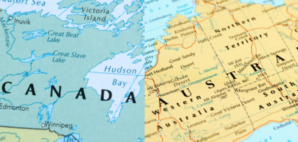 maps of Australia and Canada